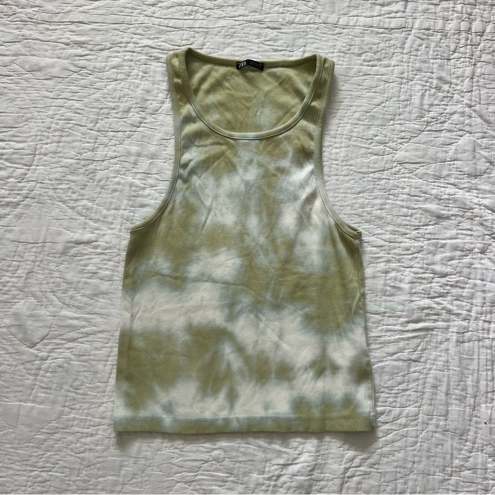 Zara small green tye dye tank top wife beater
